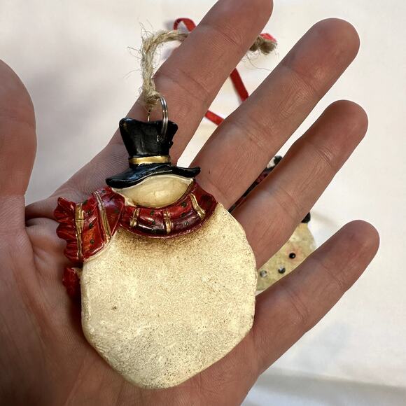 Primitive Farmhouse Christmas Bundle Of 2 Snowman Tree Ornaments - Picture 8 of 8